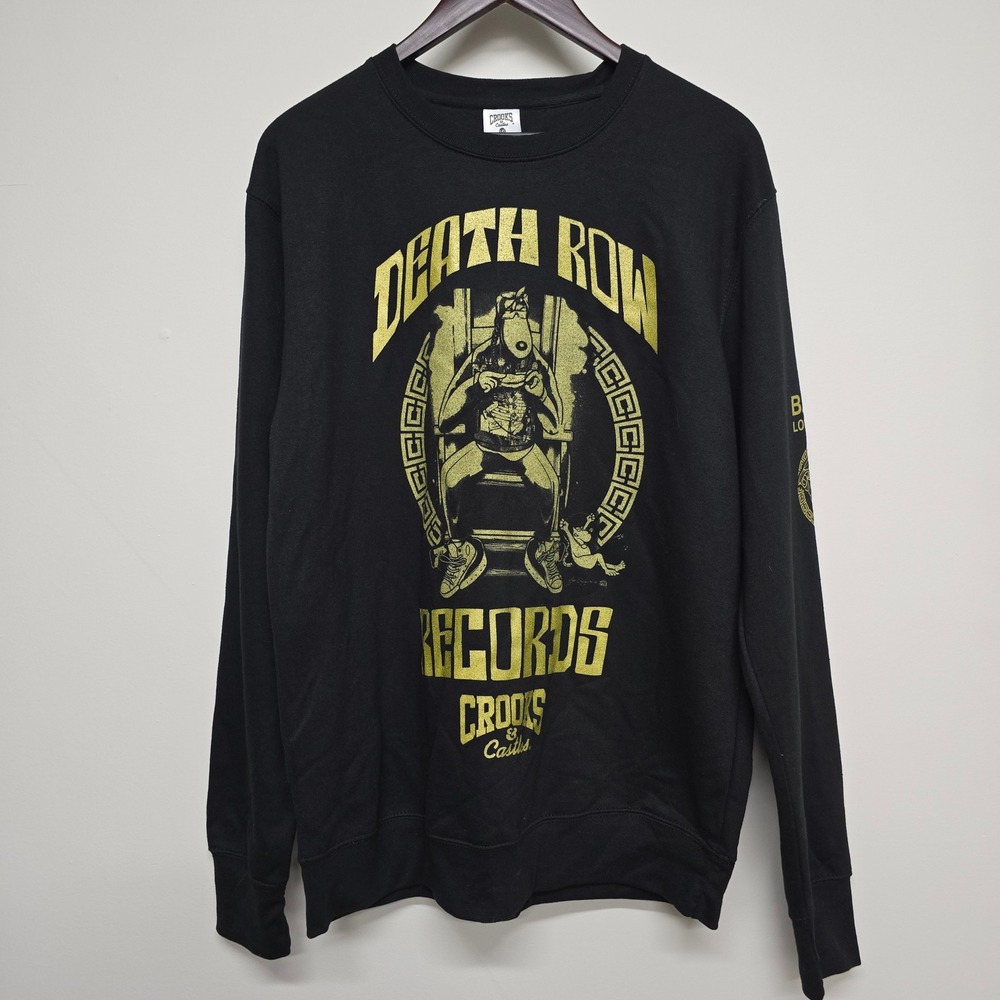 Crooks & Castles Death Row Records Snoop Dogg Mens L Black Gold Sweatshirt Urban